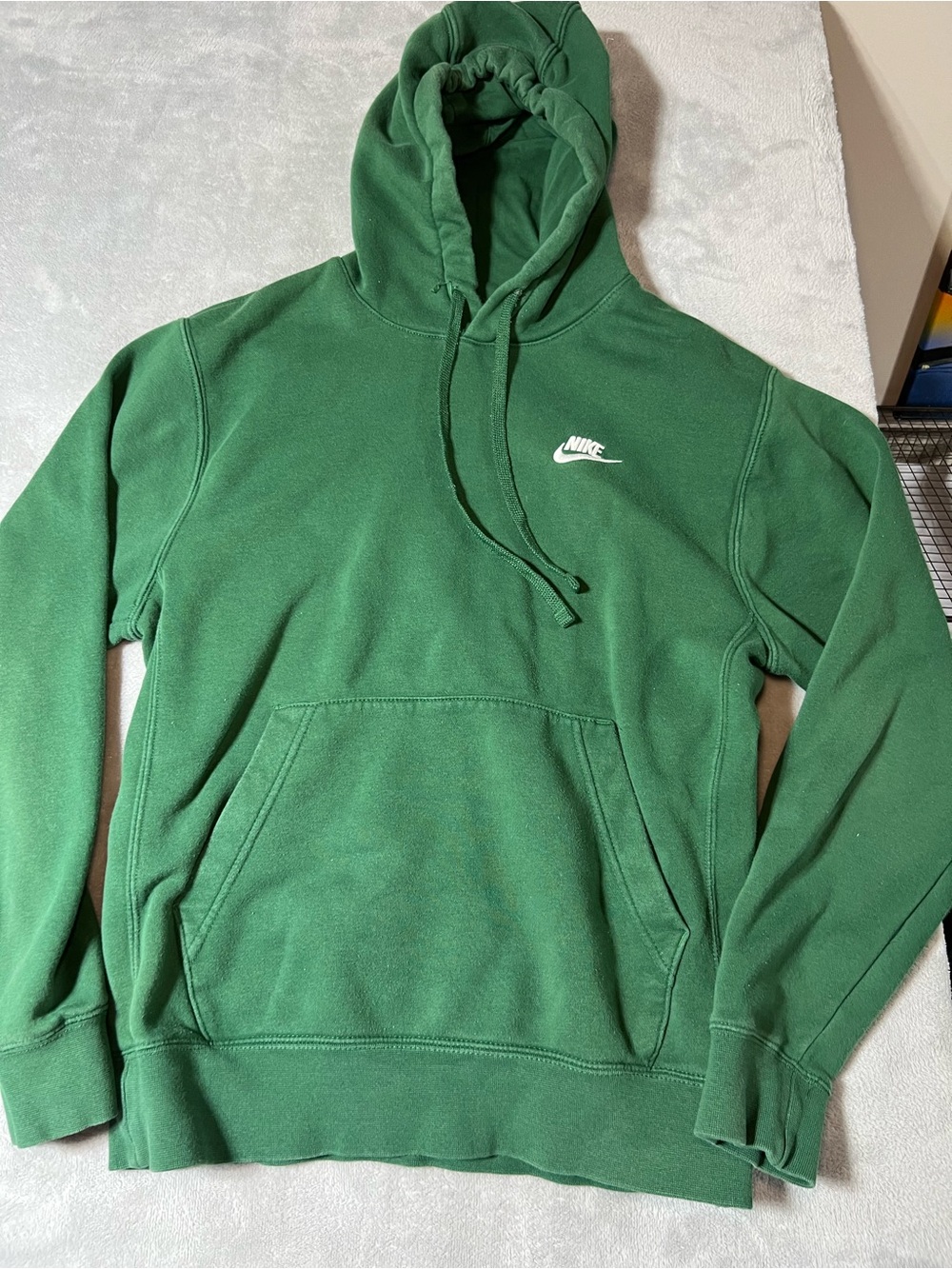 Nike Hoodie Mens Small Green Club Fleece Sweatshirt Pullover Drawstring Swoosh